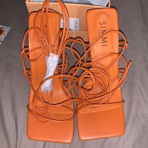 Burnt Orange Laced up Heels